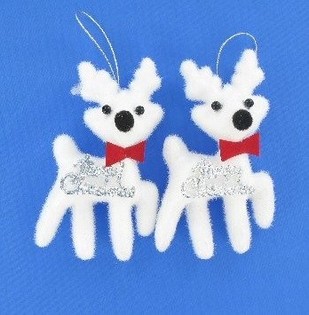 2 kleine weiße Deko-Rentiere (12er-Pack)
