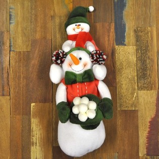 Plüsch-Schneemann mit Schneebaby auf den Schultern 38 cm