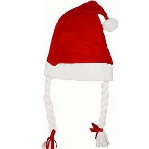 Weihnachtsmütze mit Zöpfen (12 Stk.)