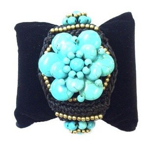 Ibiza-Style Armband Türkise Blume (1 Stk.)
