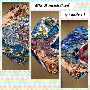 Luxus-Seidendreieckstuch 2-seitig Mix-Modelle (4 Stück)