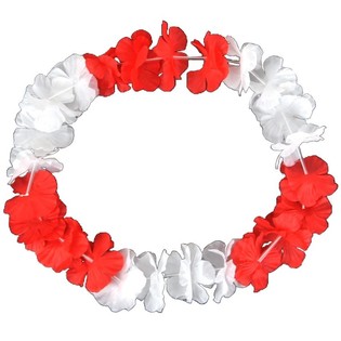 Hawaii-Blumenketten Rot/Wei&szlig; (50 St&uuml;ck)