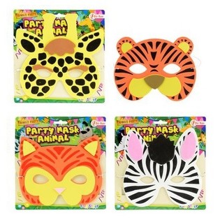 Sortierte Tiermasken aus Schaumstoff auf Karte (18er Pack)