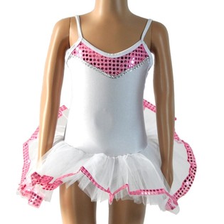 WEISS / rosa Tutu f&uuml;r Kinder - Gr&ouml;&szlig;e 8