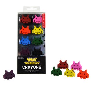 8 ST&Uuml;CKE SPACE INVADERS Wachsmalstiften BOX (12st).