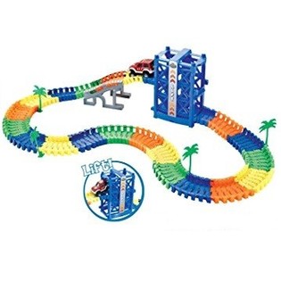 Gro&szlig;es MAGIC ROAD Set mit Glow in the Dark Auto & Lift, 136-teilig