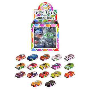 COOLE KLEINE PULLBACK-AUTOS IN DISPLAY-BOX (48 Stk.)