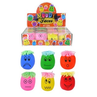 GRO&szlig;E FEEDIGE FACES FARBIGE KNEEDBALLS / STRESS BALLS IN DISPLAY (12ST)