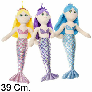 GROSSE PL&Uuml;SCH-MEERJUNGFRAU-PUPPE, 39 CM &ndash; VERSCHIEDENE FARBEN (12 St&uuml;ck)