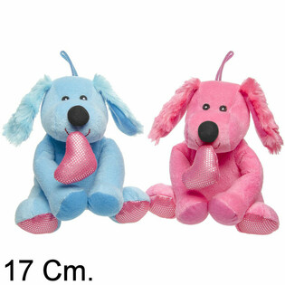 PL&Uuml;SCHHUND MIT HERZ - 17 CM - FARBMIX (12 Stk.)