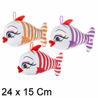 Pl&uuml;sch Fr&ouml;hlicher Fisch mit gro&szlig;en Lippen - 24 cm - Farben Mix (12 Stk.)