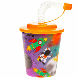 TRINKBECHER / EISBECHER MIT STROHHALM - SPACE (12 Stk.)