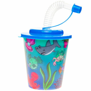 TRINKBECHER / EISBECHER MIT STROHHALM &ndash; MEERESTIERE (12 Stk.)