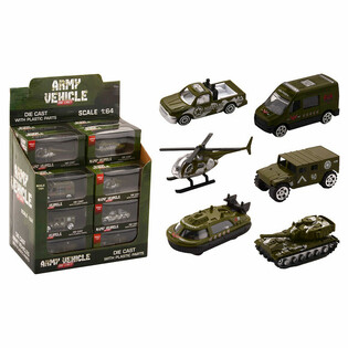 Die Cast Milit&auml;rfahrzeuge Mix, 1:64 im Display (24 Stk.)