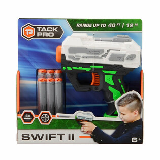 Tack Pro Swift II Dartpistole mit 6 Soft-Darts