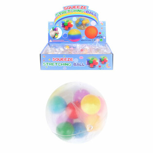 Knautschball &Oslash; 6 cm mit Pom Poms (12er Display)