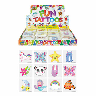 Kinder-Tattoos f&uuml;r M&auml;dchen | 48er Verkaufsdisplay (je 12 Tattoos pro Packung)