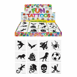 FUN TATTOOS - MOTIV: JUNGENS, Packung je 12x Tattoos IN DISPLAY (48 Stk.)