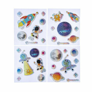 GLITZER STICKER - MODELL: WELTRAUM / SPACE (100 Stk.)