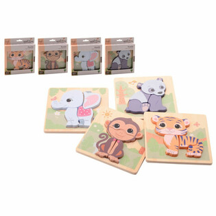 JOUECO - THE WILDIES FAMILY MIX HOLZPUZZLES - Geeignet f&uuml;r Kinder ab: 12 Monaten (12 Teile)