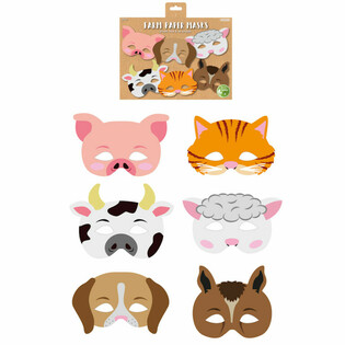 ECO FRIENDLY Bauernhof-Tier Masken aus Papier - 12er Pack
