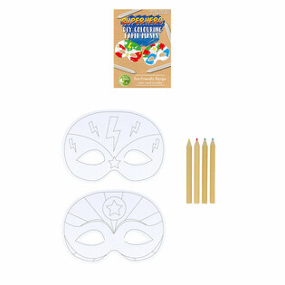 Umweltfreundliche Superhelden Masken zum Selbstbemalen inkl. 4 Stiften (12 Stk.)