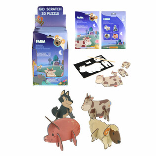 SCRATCH 3D PUZZLE - BAUERNHOFTIERE DISPLAY (18 Stk.)
