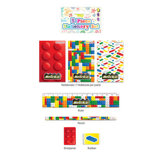 5-teiliges Bricks Bausteine Schreibset (24 Stk.)