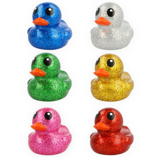 Gro&szlig;e bunte Glitter Badeenten im Mix - 10x8x8 cm - Glitzer Enten (6 Stk.)