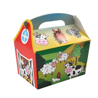 MENUBOX MODELL: BAUERNHOFTIERE - Ma&szlig;e 18.5x12x19 CM - FOODBOX - KIDSBOX (24 Stk.)