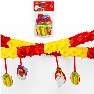 Sinterklaas und Piet Girlande mit Anh&auml;ngern - 4 m (6 Stk.)